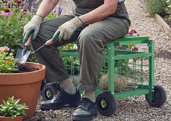 Alter und Garten: Der rollende Gartenhocker